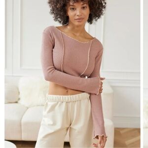 Urban Outfitters Mauve Ribbed Knit Top
